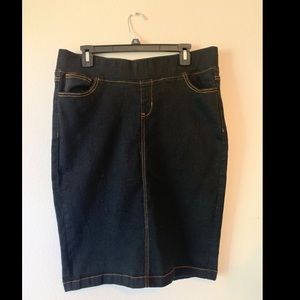 Stretchy XL Elastic Waist Dark Denim Skirt NWOT
